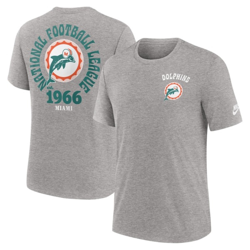 NFL MIAMI DOLPHINS NIKE‎ 2-HIT TRI-BLEND T-SHIRT - GRAY NWT Size S